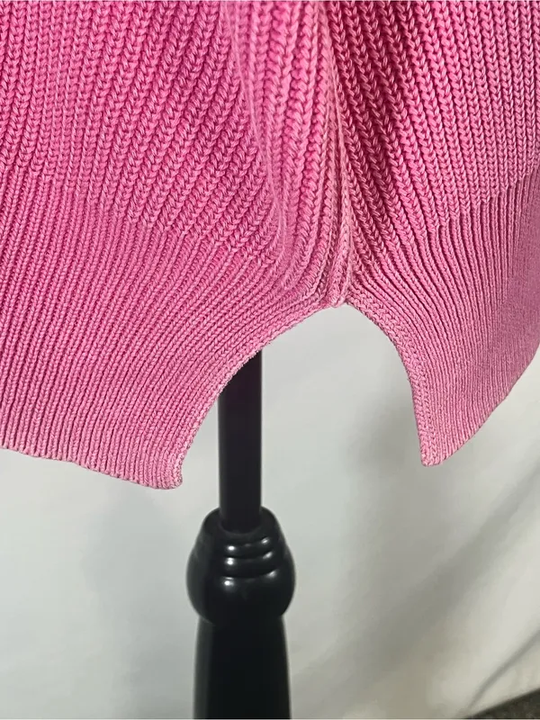 Aerie Love This Moment Pink Ribbed Sweater Shaker Stitch Side Slit Small - Image 3