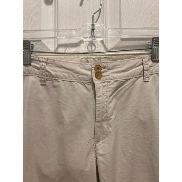 Old‎ Navy Womens Khaki Wide Leg Chino Pants Size 12 Beige Cotton Ripstop Casual - Image 3