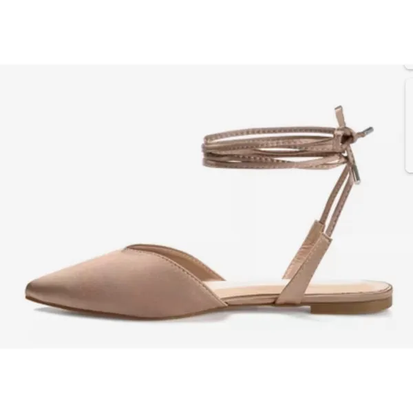 NEW Journee Taupe Theia Ankle Tie Flat 7 $75 - Image 4