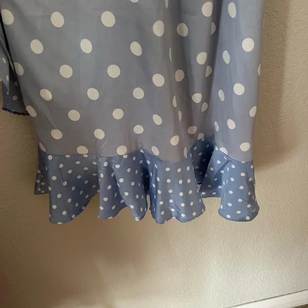 Lulus Love Dottie Polka Dot Satin Wrap Dress Blue Size Small NWT - Image 7