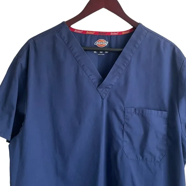 Dickies Mens Scrub Top L‎ Blue Casual Standard Medical Uniform Nurse Workwear - Image 7