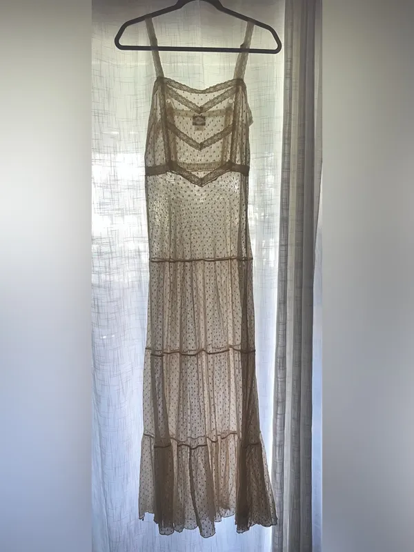 Free People Point D’Esprite Swiss Dot Slip Maxi Lace Dress Boho Romantic Western - Image 6