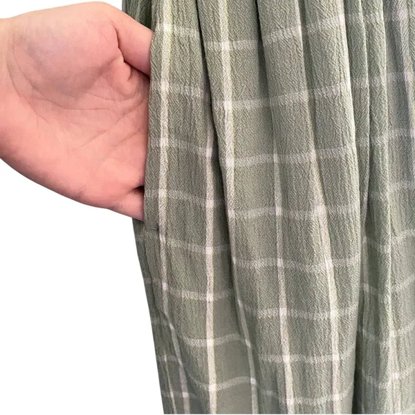 Maurices Sage Green Sundress Windowpane Check Plaid‎ Smocked Waist Size Small - Image 4