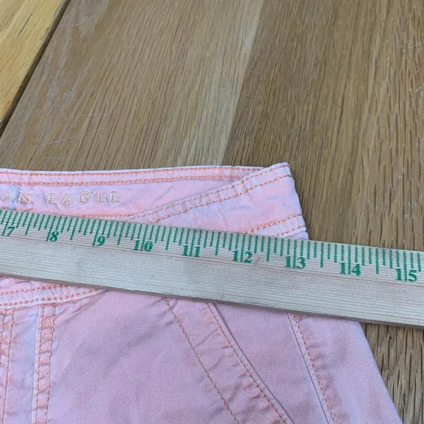 American Eagle Womens Pink Baggy Wide Leg Cargo Pants Raw Hem Size 2‎ Stretch - Image 2
