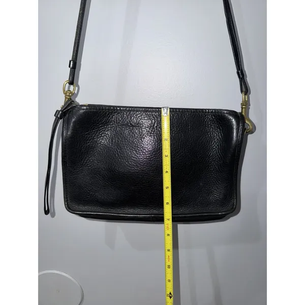 VTG Coach 70's Basic Bag Made in NYC USA Black Leather Clutch Wristlet Crossbody - Image 9