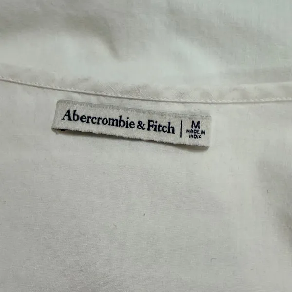 Abercrombie & Fitch White Twist Front Deep V-Neck Long Sleeve Crop Top Medium - Image 6