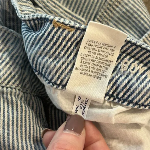 American Eagle Hickory Stripe Jeans Distressed Workwear Railroad Americana Y2K - Image 9