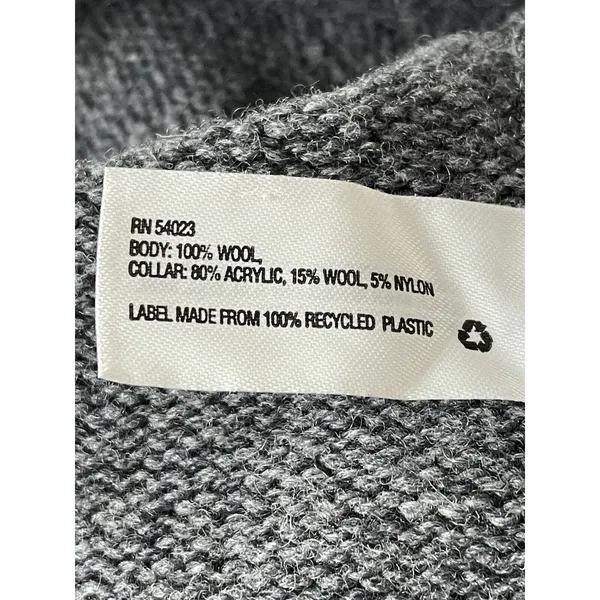 GAP 100% Wool Faux Shearling Collar Button Front Cardigan Gray Size Medium - Image 11