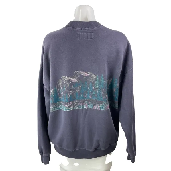 Abercrombie & Fitch Women's Navy Blue Wolf Graphic Fleece Sweatshirt Top Size S - Image 3