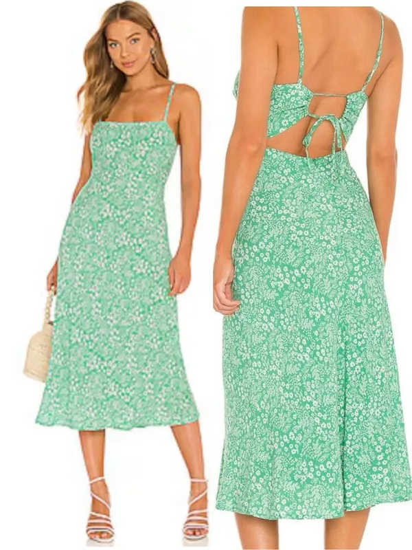 ASTR the Label‎ Gabrielle Dress in color Green Apple Ditsy Size Large L - Image 2