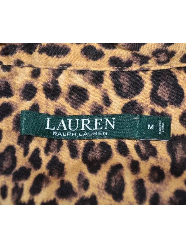 Lauren Ralph Lauren Leopard Print Night Sleep Shirt Size M Pajama 100% Cotton - Image 9