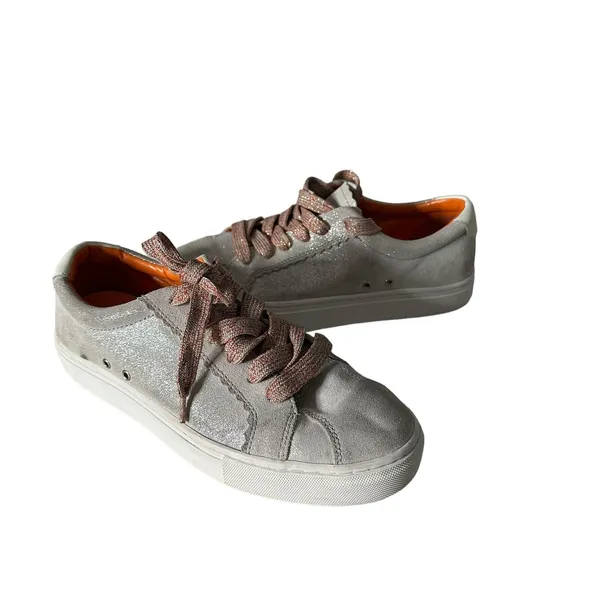 ZARA Women Metallic Glitter Silver Lace Up Fashion‎ Sneakers Size EU 39 US 8 - Image 10