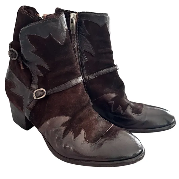 I.N.K. Shoes Vintage Brown Leather and Suede Western Style Booties​ - Image 14