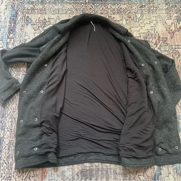 Free People Slouchy Peacoat Charcoal Gray Double Breasted Jacket Size Small - Image 12