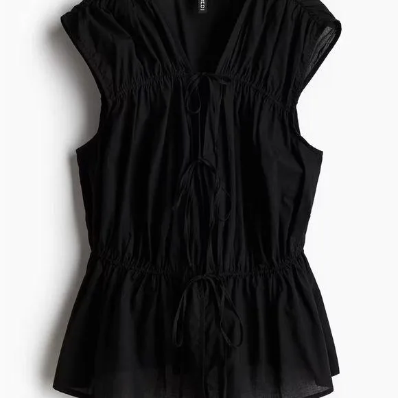 H&M Black Sleeveless Blouse with Tie Details - Image 2