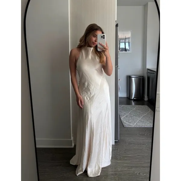 Reformation Roy Satin Wedding Maxi Dress Gown Halter Neck Fior DiLatte Ivory 6 - Image 11