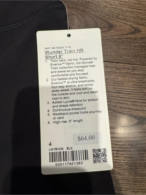Lululemon Wunder Train High-Rise Bike Shorts - Black size 4 NWT - Image 2