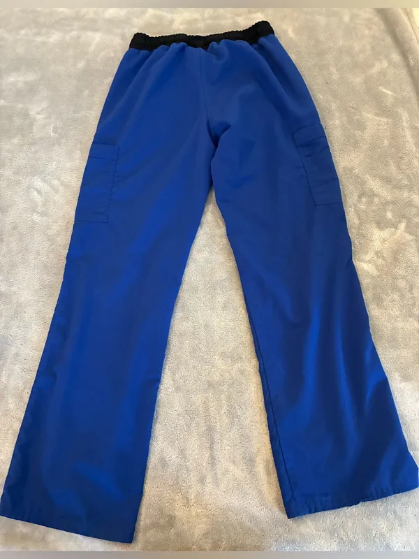 Scrubstar Brand Women’s Blue Cargo Jogger Scrub Pants/Black Waistband Size Small - Image 5