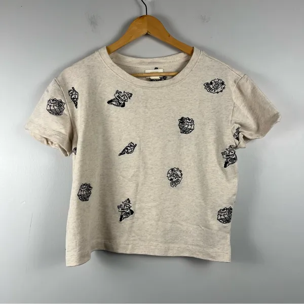 Anthropologie Maeve Embroidered Shell Short-Sleeve Sweatshirt size XS - Image 3
