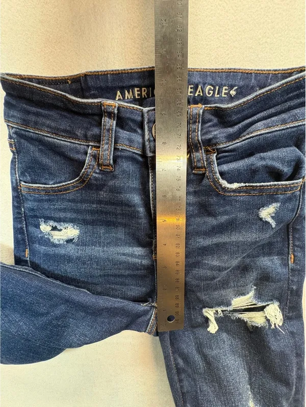 American Eagle Hi-Rise Jegging 00 X-Short Distressed Next Level Stretch Jeans - Image 4