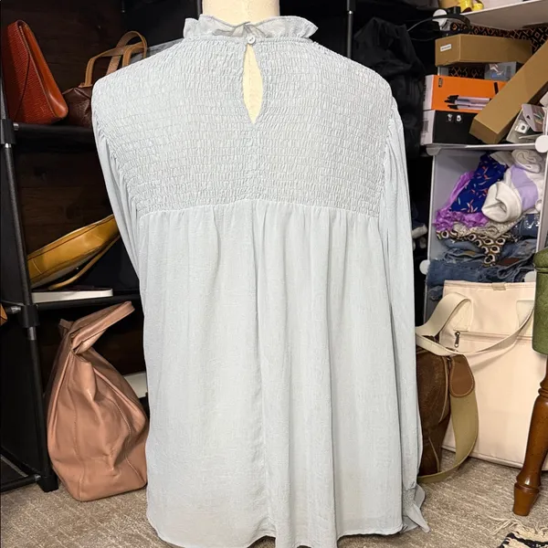 Entro Light Blue Smocked Blouse - Image 4