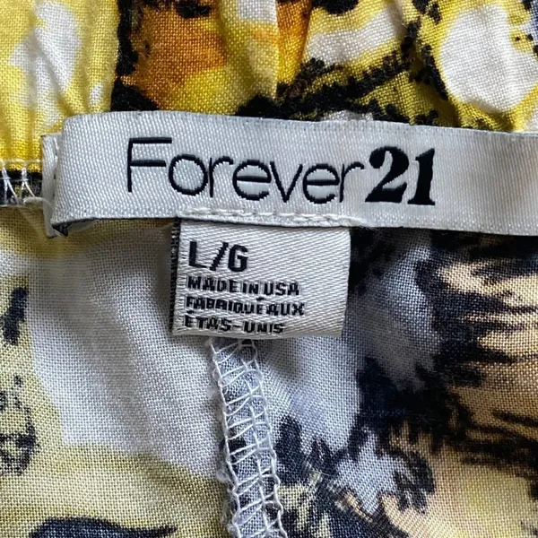 Forever 21 Flower Print Strapless Mini Dress Cream Yellow Sundress Womens L - Image 10