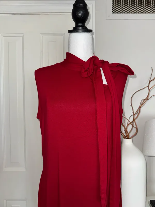 ASOS Design Curve Women’s Red Tie Neck Detail Dress Size 16 - Image 4
