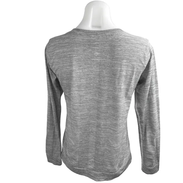 Lululemon Swiftly Tech Women Gray Striped Long Sleeve Athletic T Shirt Tee Top S - Image 2