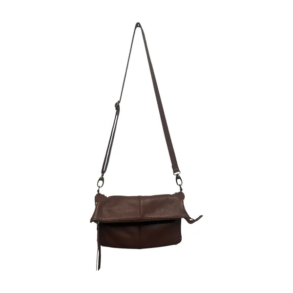 Lucky Brand Crossbody Brown Pebbled Leather Foldover Purse Bag Convertible Hobo - Image 12