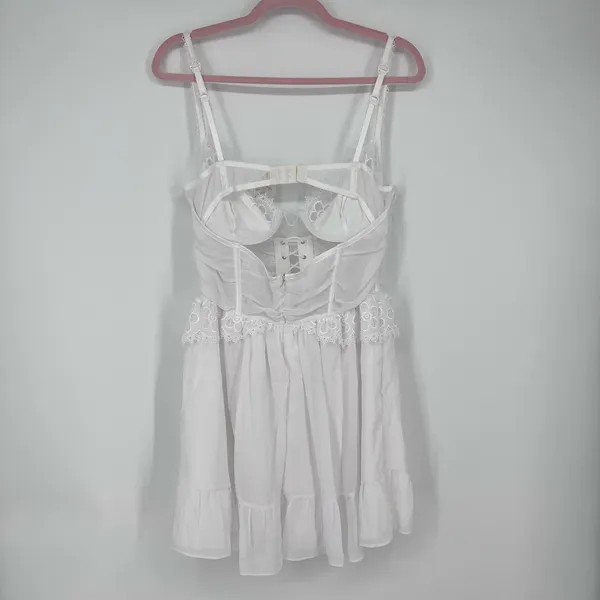 For Love & Lemons Farmhouse Slip Dress Size Large-White - Image 6