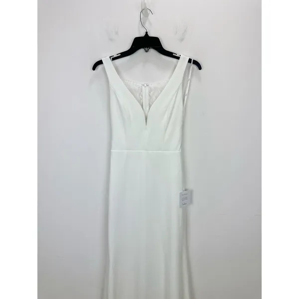 Lulus Extraordinary Romance White Button Back Mermaid Maxi Dress Formal S NWT - Image 6