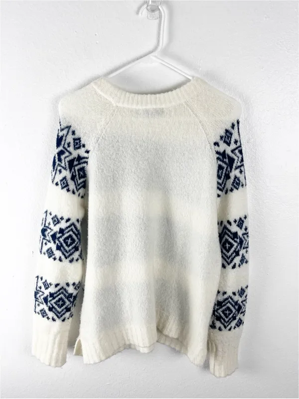 J. CREW Nordic Fair Isle Wool Blend Snowflake Sweater Size Large Boho Preppy - Image 2