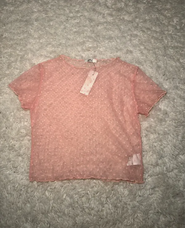 Mesh Short Sleeve Top Pink Size XS - Image 2