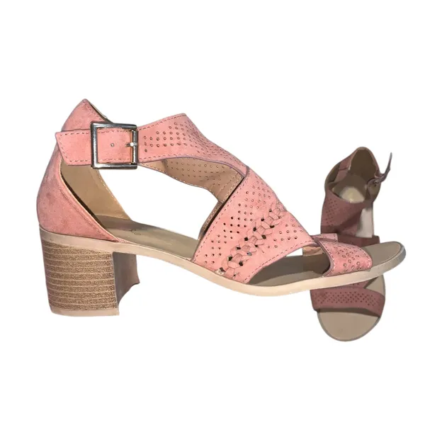 Qupid Women’s 8 Pink Mauve Block Heel Sandals with Buckle - Image 3