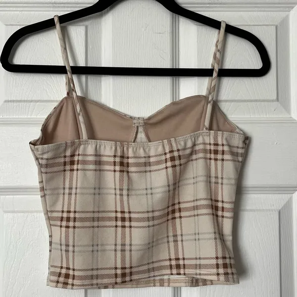 Timing Plaid Bustier Cropped Cami Top - Size M - Image 3