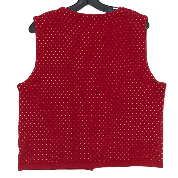 Vintage Eddie Bauer Sweater Vest Lambswool Fair Isle Nordic Holiday Red Medium - Image 6