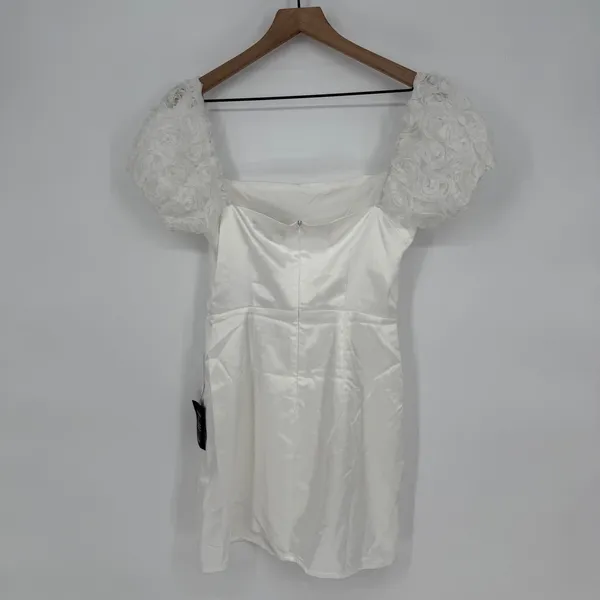 Lulus Precious Enchantment White Satin Floral Puff Sleeve Mini Dress‎ Size S - Image 12