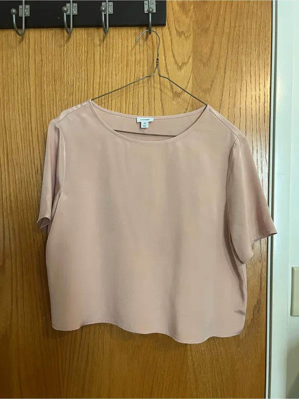 Cuyana cropped pink silk top size small - Image 2