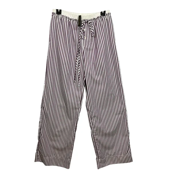 Gooseberry Intimates Le Boyfriend Unisex Plum Striped Poplin Lounge Pants M NEW - Image 6