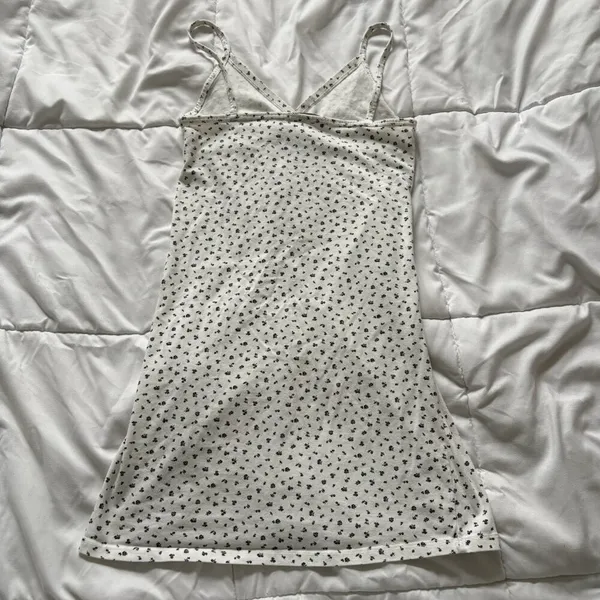 Brandy Melville‎ Strappy Spaghetti Floral Mini Dress White Blue One Size - Image 7
