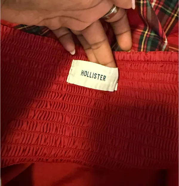 Hollister red plaid bubble hem tube top - Image 4