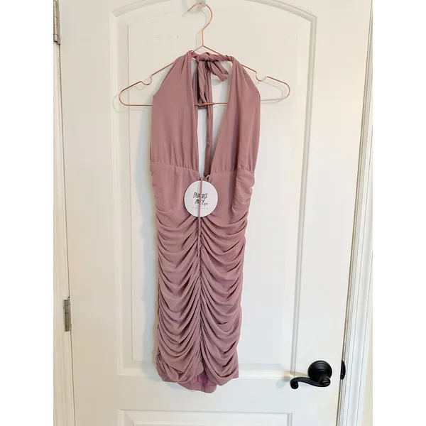 Princess‎ Polly Carly Mini Dress Women Size 10 Purple New Ruched Halter Bodycon - Image 3