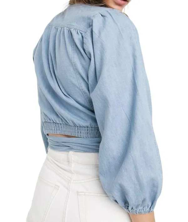 Free People Sophie denim wrap top - Image 5