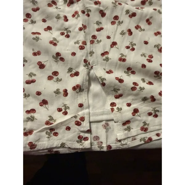 Aeropostale Mini Dress Women L Cherry Print Peasant Top Spring Fashion - Image 10