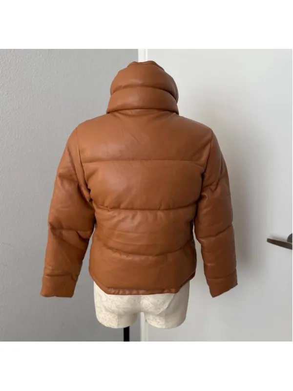 Abercrombie & Fitch vegan leather mini puffer jacket - size S - Image 3
