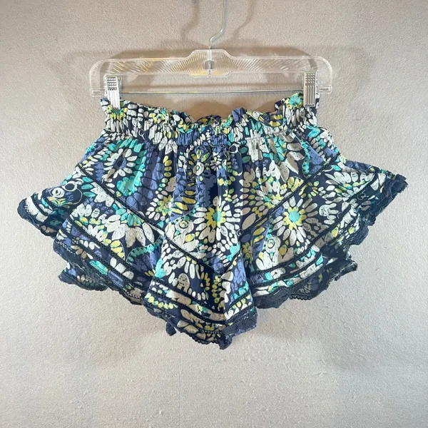 642 | Aerie Floral Ruffle Boho Festival Smocked Flowy Pull On Shorts Women's XS‎ - Image 7