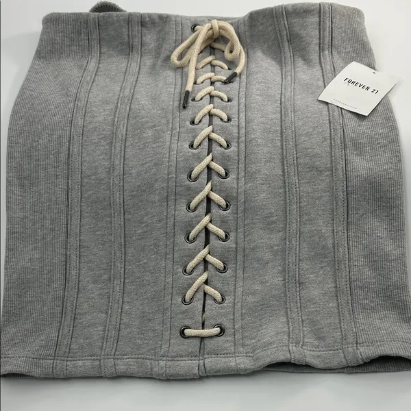 Forever 21 Heather Gray Lace-Up Skirt - Image 3
