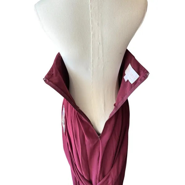 Birdy Grey - NWT Grace Chiffon Cabernet Strapless Bridesmaid Gown Sz XS - Image 6