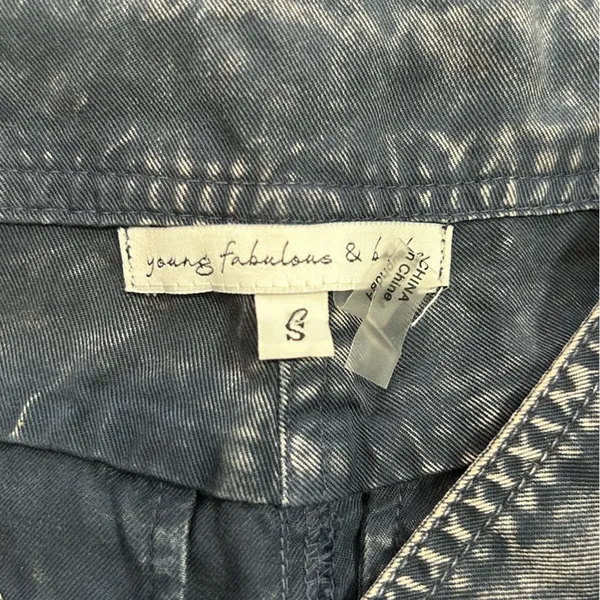 Young Fabulous & Broke Clyde Tencel Cargo Pants Small Blue Grey Cropped - Image 8