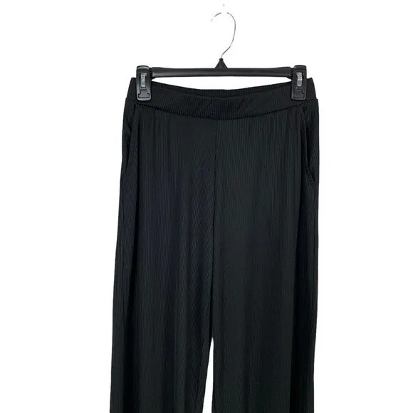 Gina Tricot Pants Small Black Wide Leg Minimalist Workwear Chic Lounge - Image 2